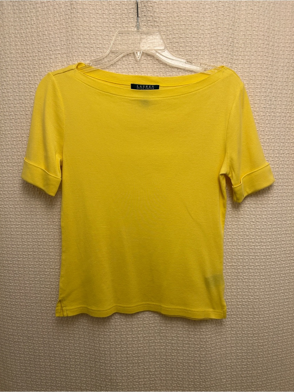 Lauren Ralph Lauren Bright Yellow Short Sleeve Boatneck Top